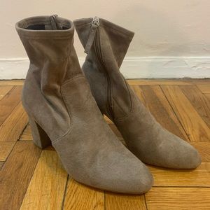 Steve Madden taupe suede sock ankle boot